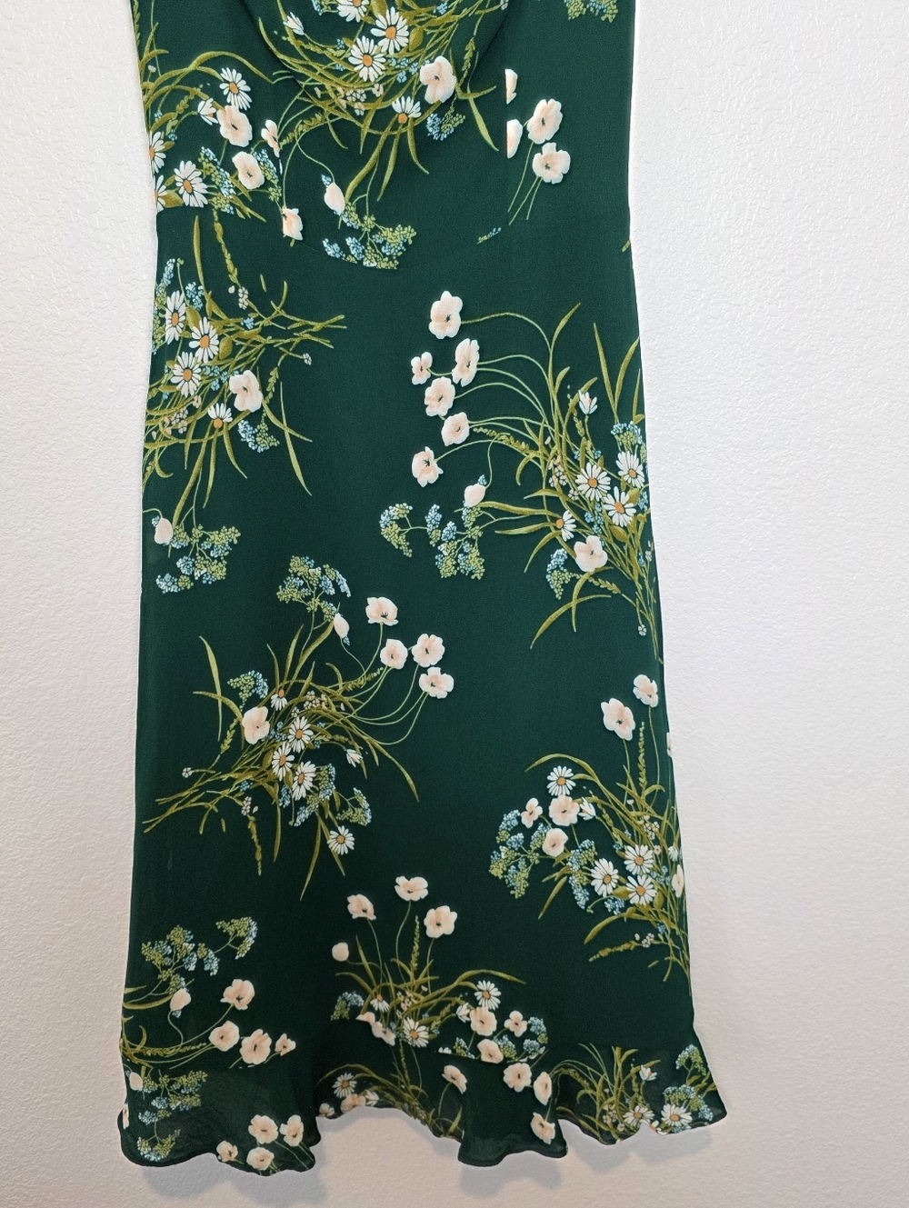 Reformation Rosi Sweetheart Neck Green Floral Dress Size 4 - Picture 8 of 12